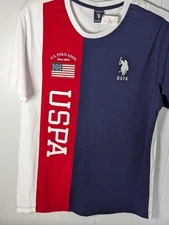 New US Polo Assn. red White Blue t-shirt Size L Short Slv