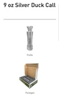 9 oz  .999 Fine Silver Duck Call Bullion- Elemetal