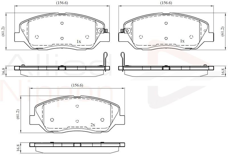 Brake Pad Set For Disc Front Fits Hyundai Kia Ssangyong ALLIED NIPPON ADB31676