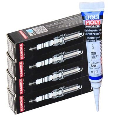 4x KAMOKA Zündkerzen + LIQUI MOLY Fett für C30 C70 II S40 S60 I S80 V70 III