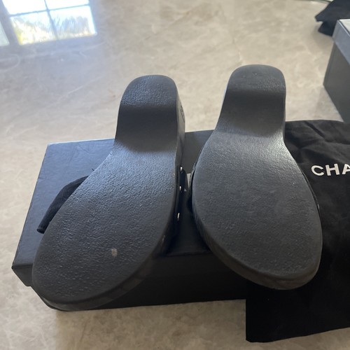 Auth CHANEL Sandals Mules Black CC Mark Size 39 w/box - Picture 7 of 7