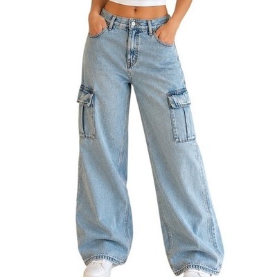 Old Navy Sky-Hi Wide Leg Cargo Jeans 12 Light Wash Denim Extra High Rise Y2K