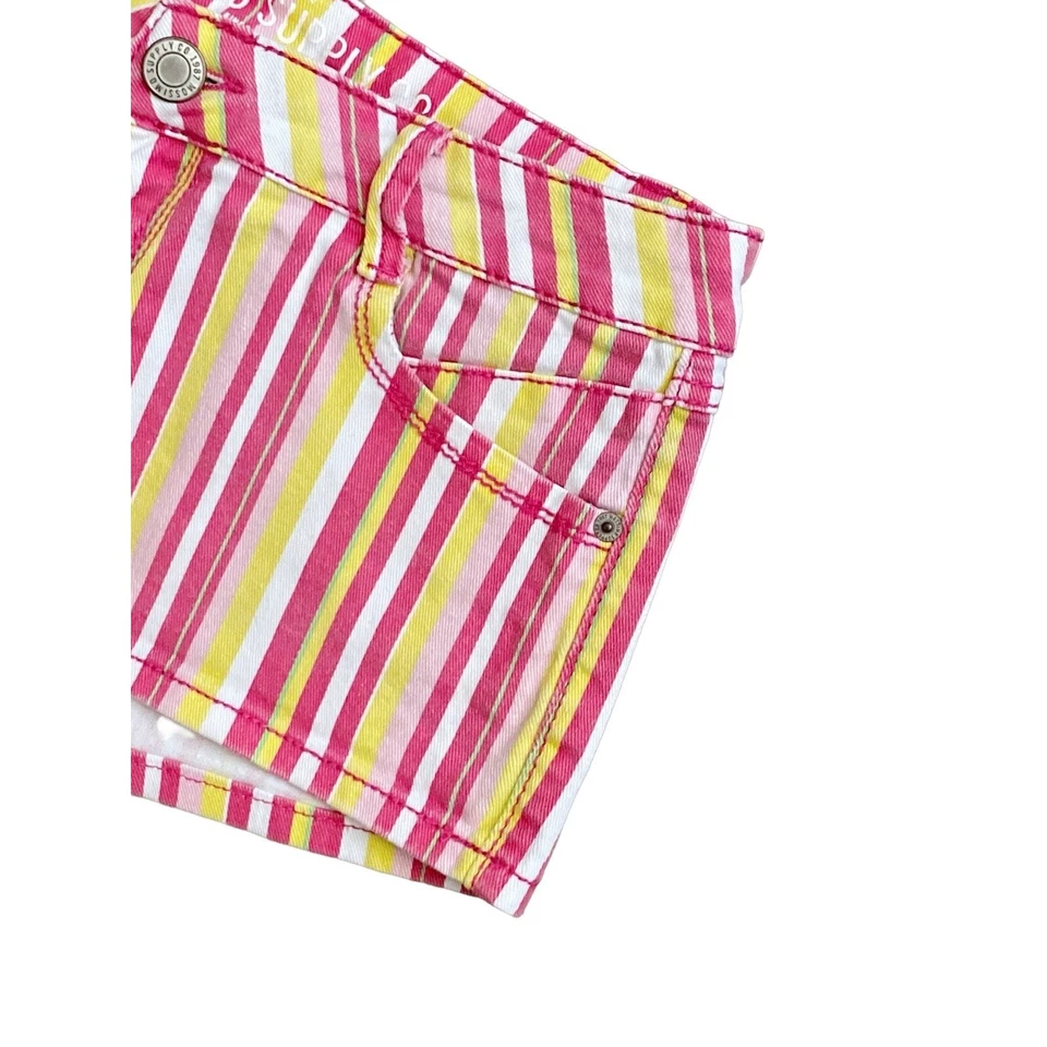 Mini pantalones cortos de verano de jean de tiro bajo a rayas talla 7 de MOSSIMO SUPPLY CO para mujer Foto 4 de 4