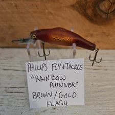 Vtg Phillips Fly & Tackle Co "RAINBOW RUNNER". Brown/ Gold Flash colored Lure.