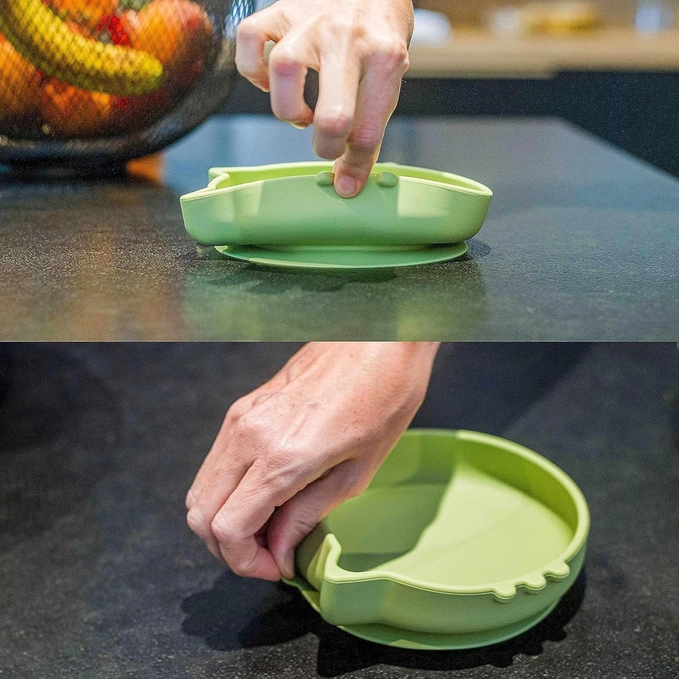 Geschirrset für Kinder Schüssel Becher Lätzchen Löffel Gabel Grün - Bild 4 von 4