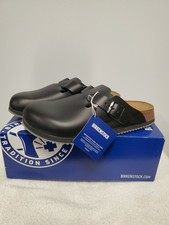 Birkenstock Boston Super Grip Clog Sandals Black Leather NEW