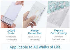 Pawfly 2 Pack Vertical Hard Badge Holder Clear PC ID Card Case with Thumb Slot *