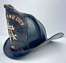 Antique Leather High Eagle Fire Helmet Cairns Pre FDNY Long Island City