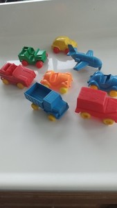 8 Mostly Viking Plastic Toy Vehicles - made in Sweden