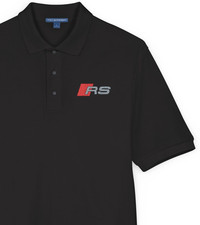 Embroidered Audi RS Logo Golf Polo : Red  Silver RS2 RS3 RS4 RS5 RS6 RS7 Q8 TT