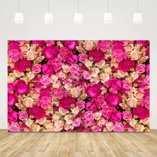 5x3 Ft Pink Flower Backdrop Photography Rose Wall Wedding Birthday Party Decor