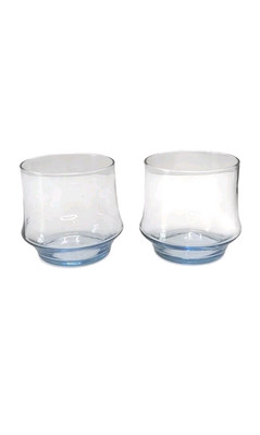 Libbey Glass Azure Impromptu 10oz On The Rocks Glasses Retro Barware Set Of Two