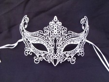 WHITE LASER CUT METAL VENETIAN MASK MASQUERADE MASKS