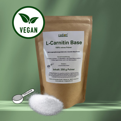 L-Carnitin Base Pulver I 250g Beutel I 100% reines Pulver I + Messlöffel I Vegan