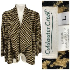 Coldwater Creek Blazer Womens Large Flowy Houndstooth Drape Work Office Jacket