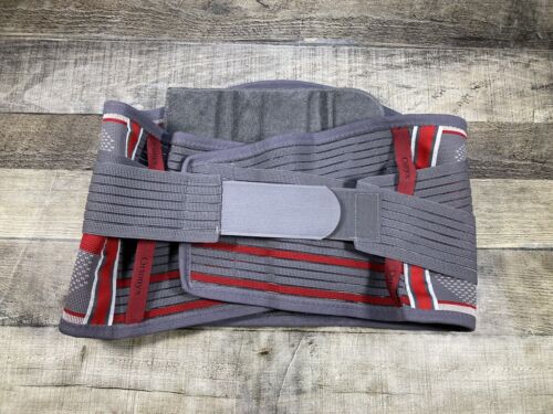 Ortonyx Knitted Back Brace Lumbosacral Gray Red ACKB724 Size M-L, Medium - Large - Picture 2 of 8