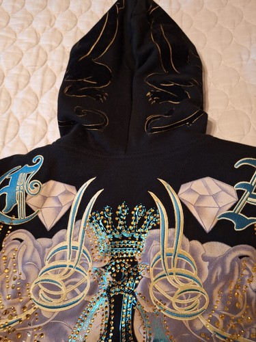 Seltene Christian Audigier PLATINUM Hoodie Jacke für Damen / Schwarz / Größe X-L - Bild 12 von 16