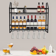 Metal Wine Rack Wall Mounted Wine Glass Holder Black Kitchen Wall Storage Rack