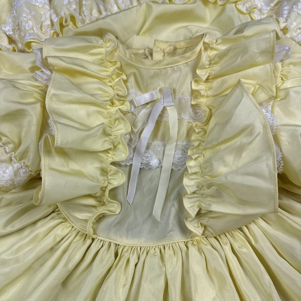 Vestido Vintage Marthas Miniaturas Concurso Círculo Completo Pastel Encaje Amarillo Talla 5 Foto 2 de 4