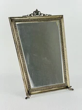 Argento 800 Specchiera Da Tavolo Specchio Con Cornice Incisa E Cimasa XX Sec.