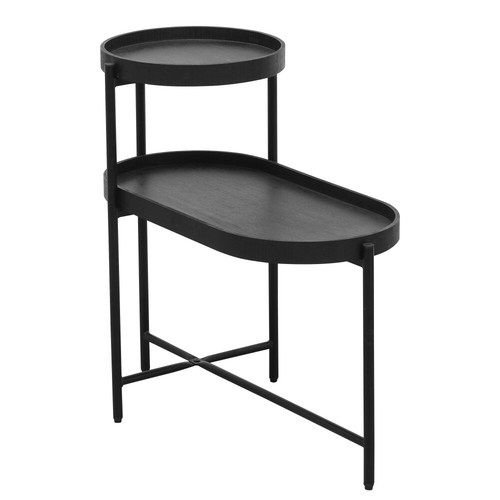 2-Tier Black Side Table End Table with Storage Sofa Table & Metal Frame - Picture 6 of 17