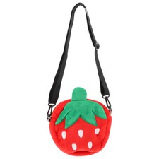 1PC Travel Pouch Crossbody Shoulder Purse Plush Satchel Bag Strawberry Plush Bag