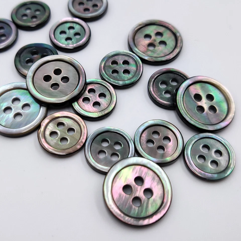 15 pcs Buttons, Mother of Pearl, Smoke Grey Shell ,Many sizes - Image 2 of 4