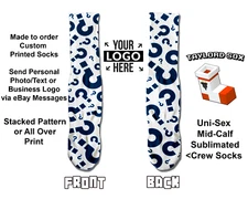 Personalized Crew Socks / Custom Designed Athletic Socks OSFA Men/Women/Kids