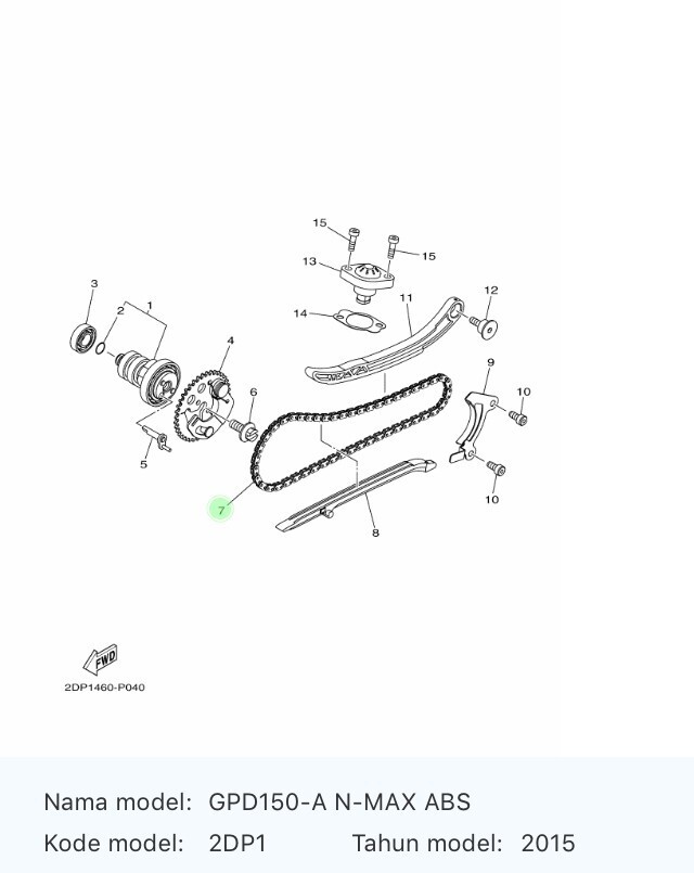 Genuine Parts Yamaha NMAX 150 Year 2017-2023 Timing Chain Gear
