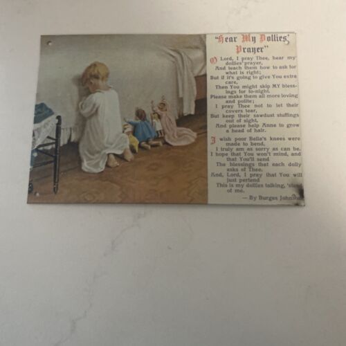 Panneau métallique rétro vintage look étain « Hear My Dollies' Prayer » par Burges Johnson 9 »x6 - Photo 1/15