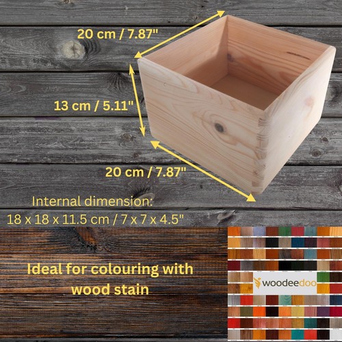 Wooden Square Storage Crate Box Non-lidded Kitchen Container Organiser 20x20 cm - Picture 6 of 7