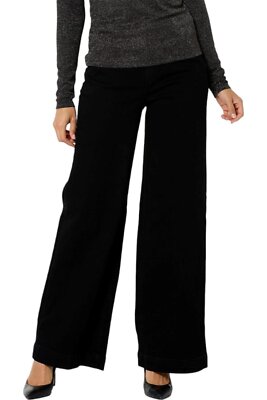 La Joie High Rise Comfort Stretch Denim Trouser Pant Black