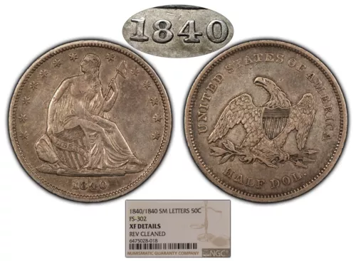 1840 50c Seated Liberty Silver Half Dollar - RPD FS-302 - NGC XF Details - B2576