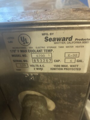 Seaward Marine 6 Gallon Water Heater S700 for sale online | eBay