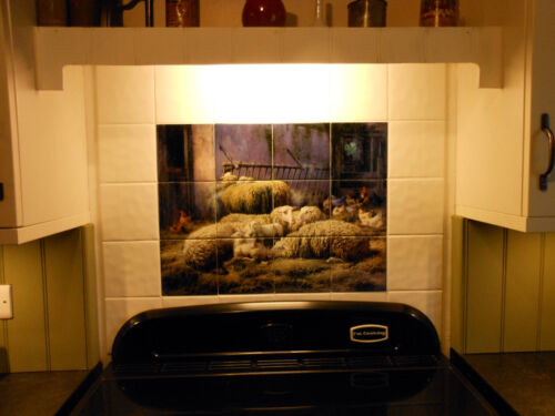 Art Farm Sheep Chickens Ceramic Mural Backsplash Bath Tile #2344 - Picture 2 of 3