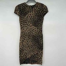 Torn by Ronny Kobo Kaitlyn Cheetah Bodycon Mini Dress Women's Brown XS Pleated