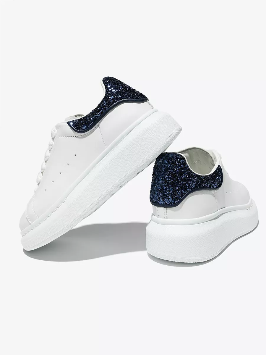 Alexander McQueen Glitter & Metallic Leather Platform Sneakers in Blue