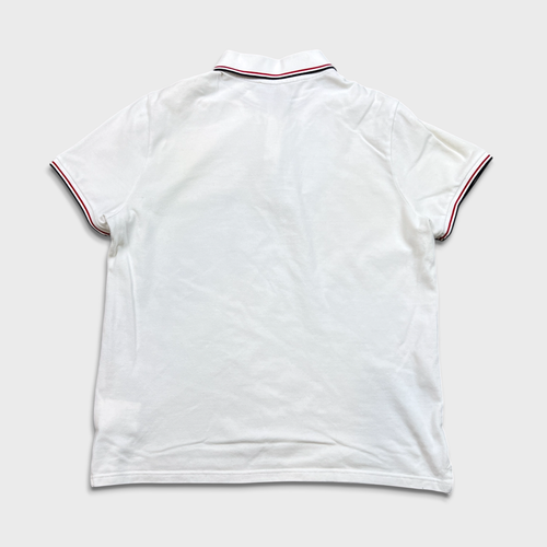 Moncler Maglia Polo Manica Corta Mens Small White Pique Short Sleeve Shirt - Picture 8 of 13