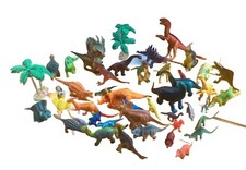 Lot Of 43 Dinosaurs  2 Trees Various, Some Vintage Hard Plastic  Rubber Toys