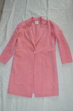 Sandro Paris Light Pink Wool Long Singular Button Trench Coat Womens Eu 40 Uk 12