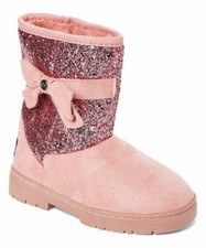 bebe girls Blush Pink Glitter Studded Bow Boot, Toddler Size 6  54 NEW