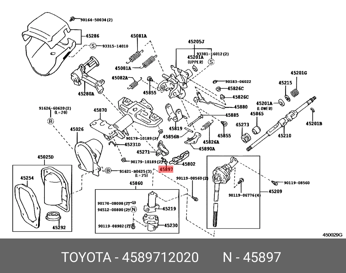 Genuine OE bolt, tilt steering pawl set, 4589712020 for TOYOTA 