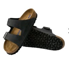 Birkenstock Arizona Oiled Leather Black Original Footbed Sandals L 11 M 9 EUC