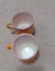 Vintage Anchor Hocking Fire King Glass Mug Kimberly Diamond Orange lot of 2 — photo 3