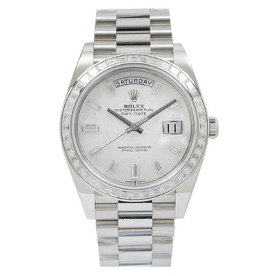 Rolex Day-Date President 40mm Platinum Meteorite Dial Baguette Bezel - 228396TBR