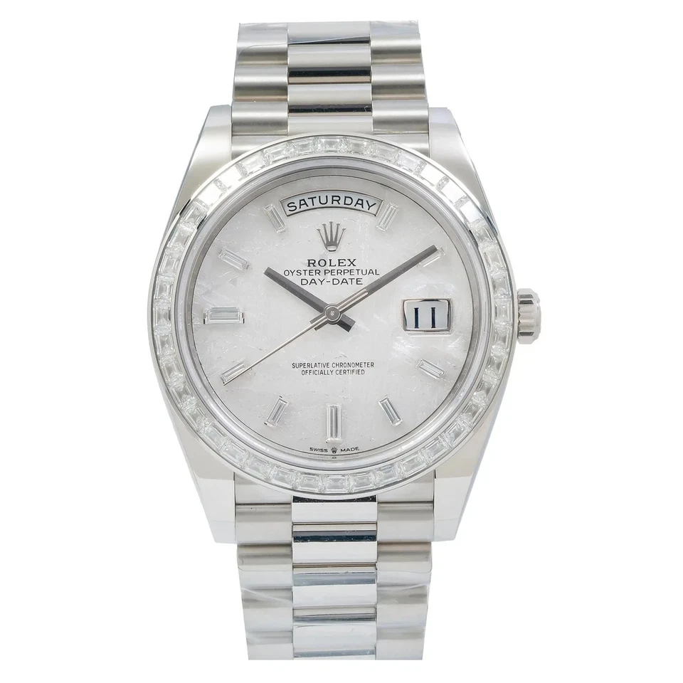Rolex Day-Date President 40mm Platinum Meteorite Dial Baguette Bezel - 228396TBR - Bild 1 von 4