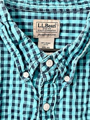 LL Bean Vintage Checker Button Down Shirt - 70s | Teal | Size 3XL