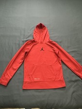 Air Jordan Therma Fit Boys Youth Medium 10/12 Pullover Hoodie Red Jumpman