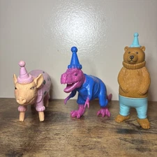 Ankyo Party Animals Playset Cake topper Set Of 3 Pig Dino Bear