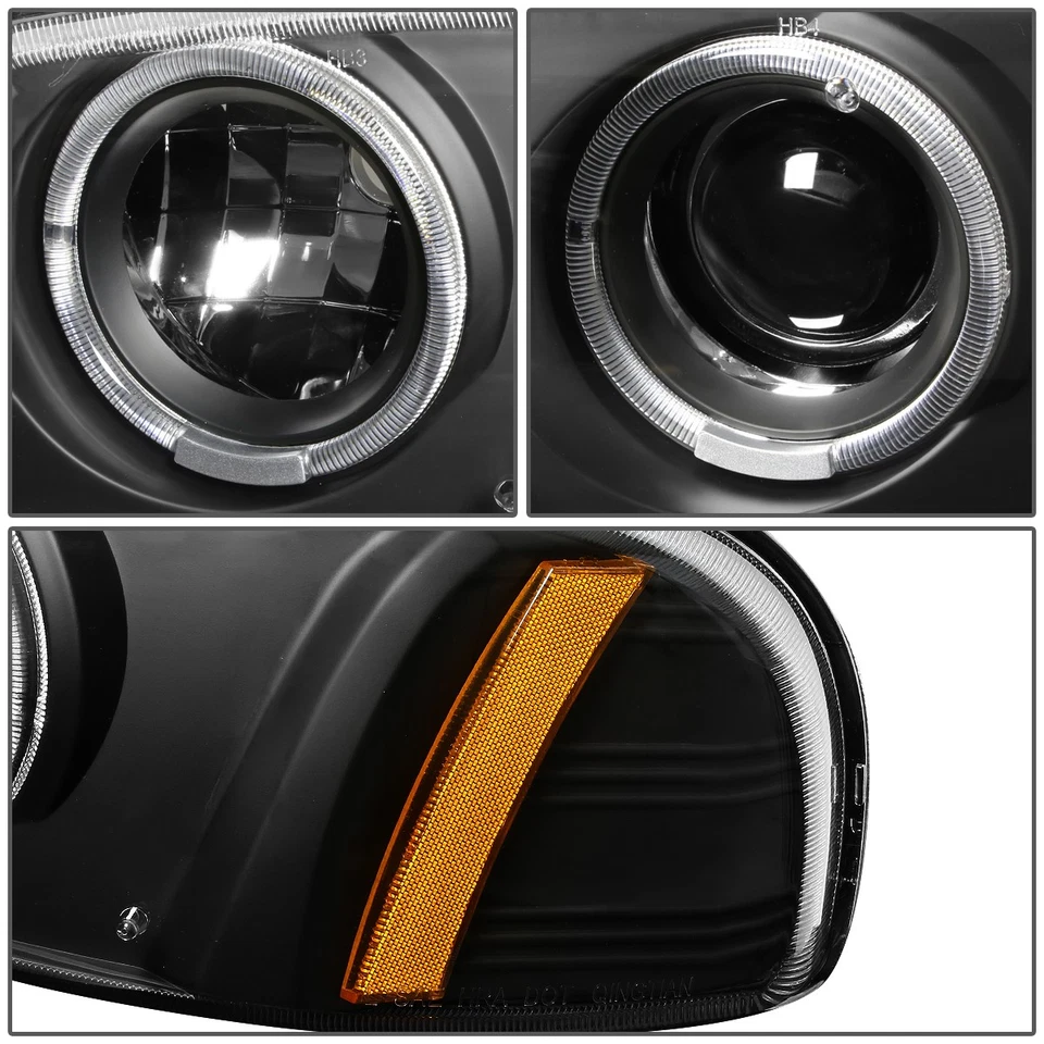 [LED HALO] PARA 1999-2006 GMC SIERRA YUKON PROJETOR FARÓIS LÂMPADA DE PARA-CHOQUE PRETO - Imagem 4 de 4